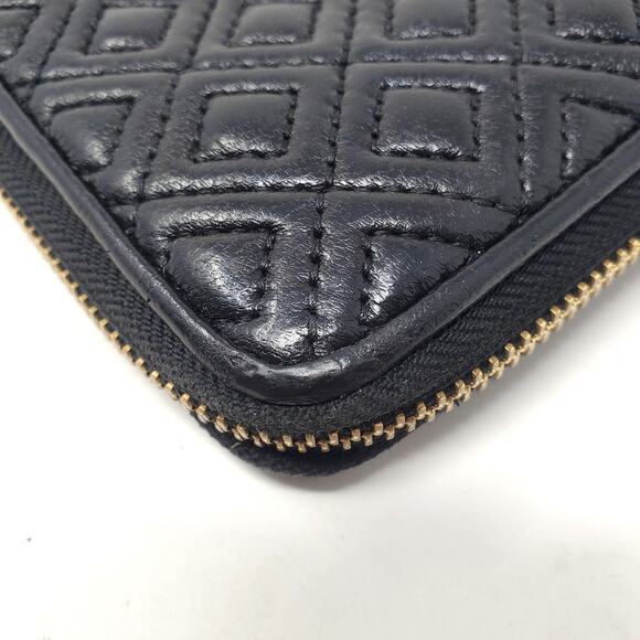 Tory Burch Fleming Zip Continental Wallet Quilted Soft Leather Black One Size - Picture 12 of 12
